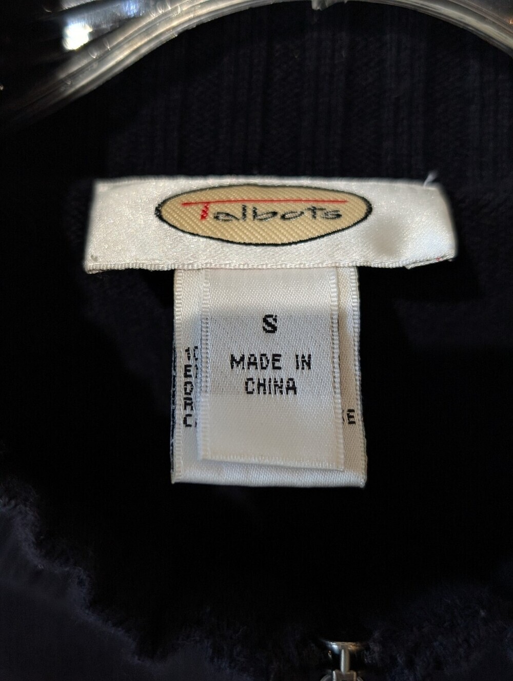 Vintage Talbots Sweater S Black Zip-Up Jacket Christmas Angel/ Fairy Appliqués - Picture 2 of 4